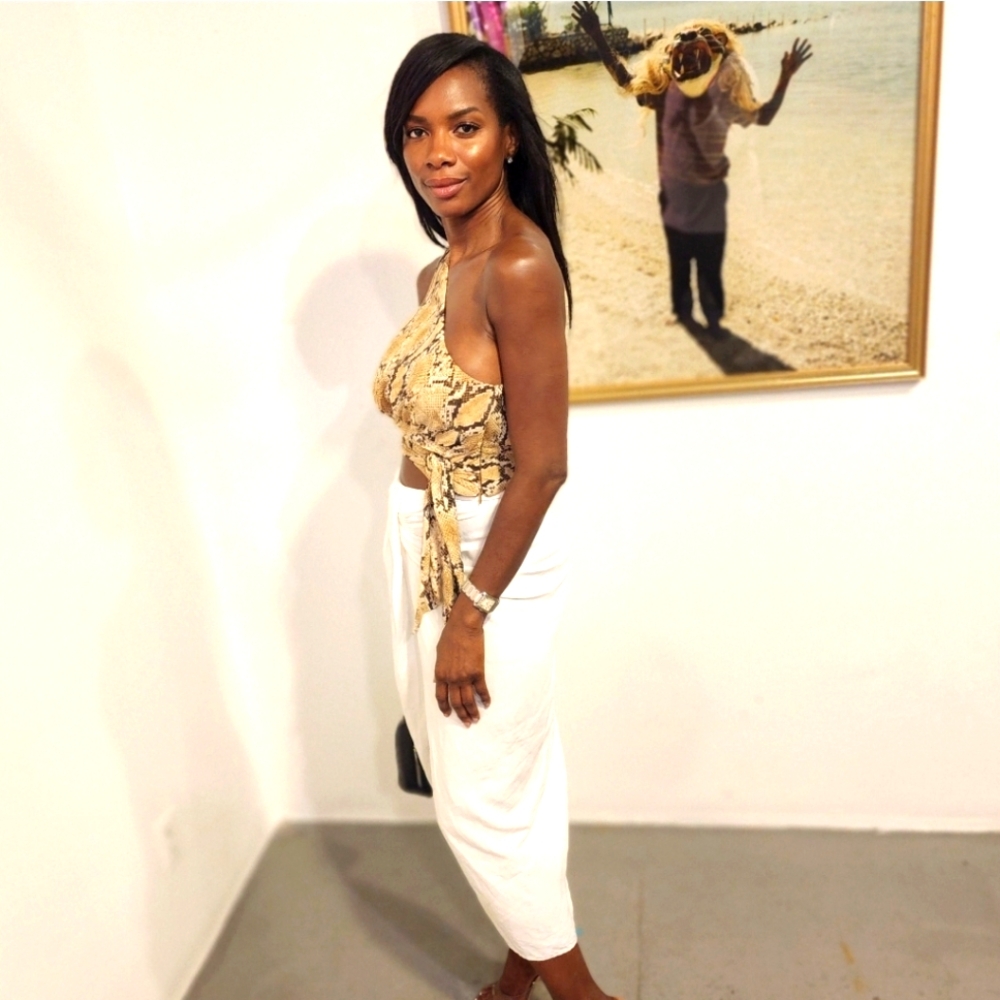 H&M One Shoulder snake print top